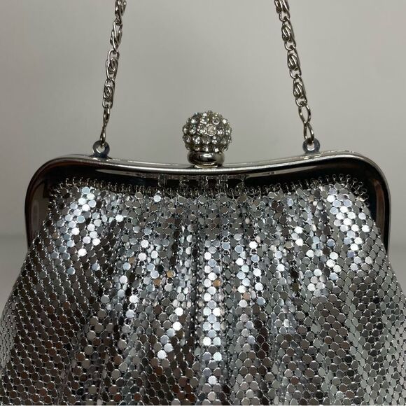 COPY - KATE LANDRY silver metallic mesh rhinestone evening purse formal event - Picture 6 of 15